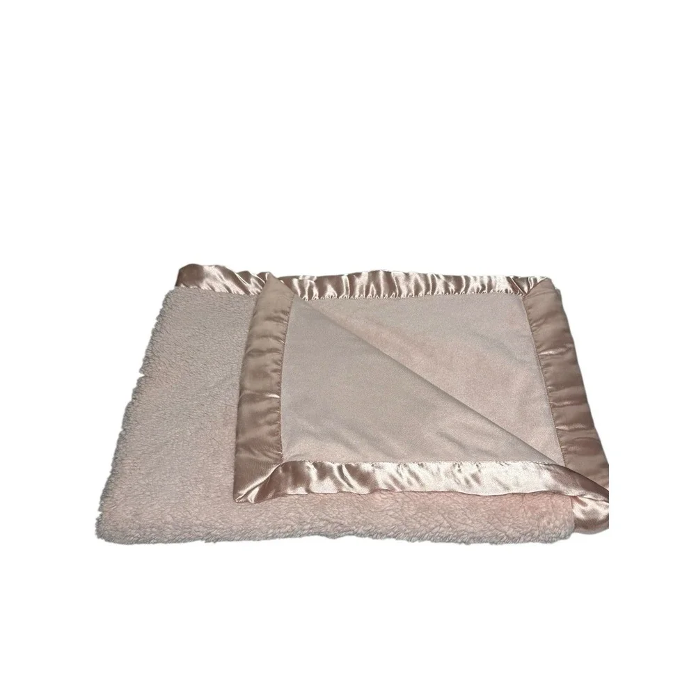 Cloud Island Target Pink Velour Sherpa Satin Trim Girls Baby Blanket 30x38‎